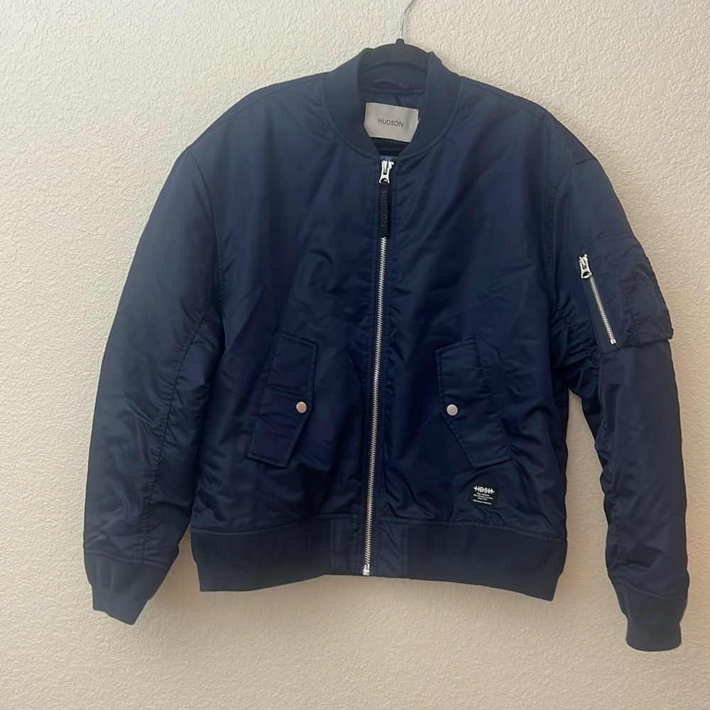 Hudson MA-1 Bomber Jacket navy blue size medium NWT